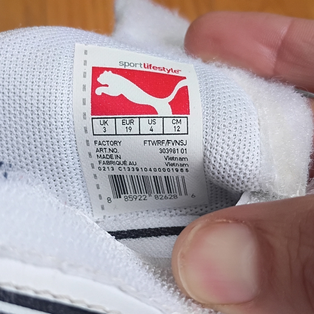 PUMA Kinder-fit Motorsport Baby Sneakers White Black Comfort Hook & Loop US 4 - Picture 8 of 9